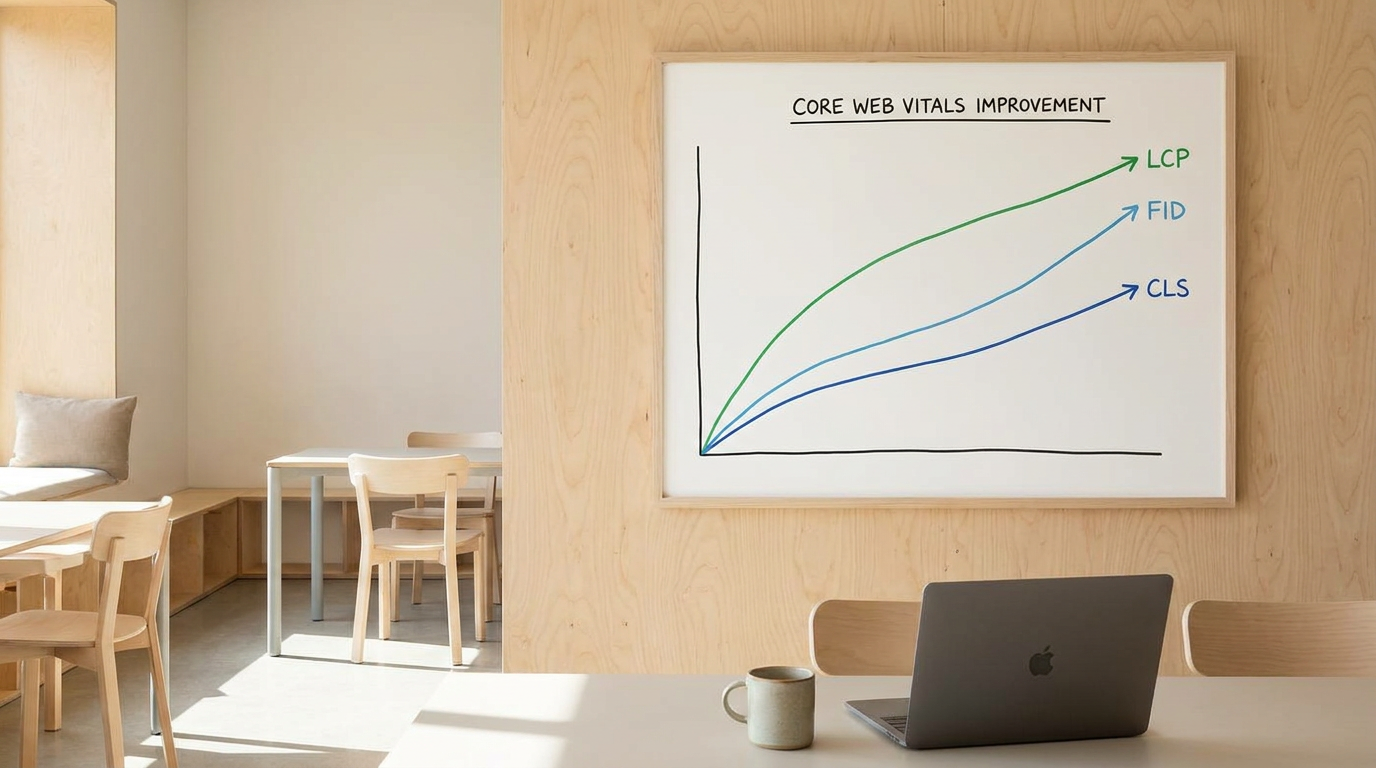 Diagram som visar positiva trender för webbplatsens Core Web Vitals-mätvärden.